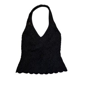 Y2K Black Lace Halter Top